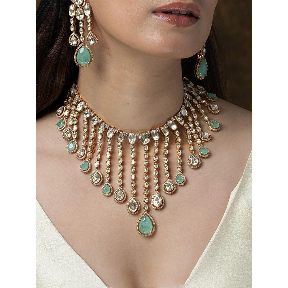 Joules By Radhika Firoza Cascade Polki Necklace Set