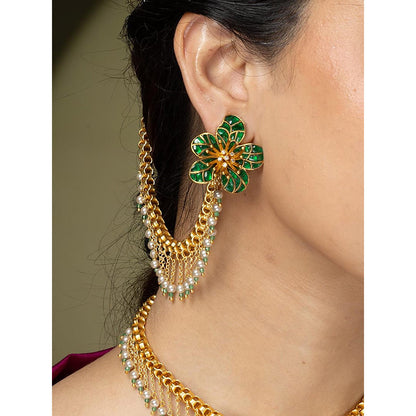 Joules By Radhika Emerald Bloom Earrings With Changeable Kaan Chain