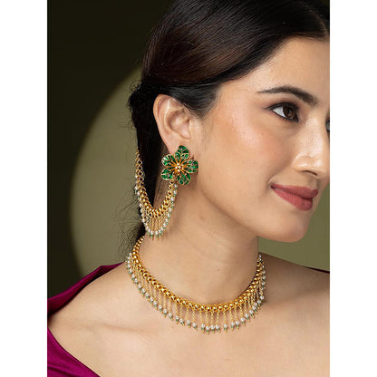 Joules By Radhika Emerald Bloom Earrings With Changeable Kaan Chain
