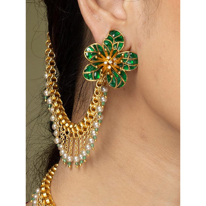 Joules By Radhika Emerald Bloom Earrings With Changeable Kaan Chain