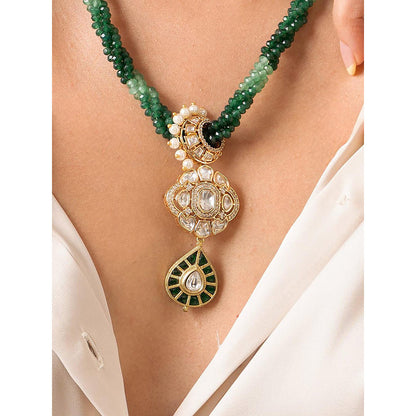 Joules By Radhika Twisted Green Bead Necklace Set