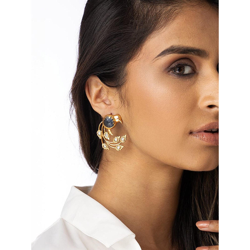 Joules By Radhika Elegant Peacock Earrings