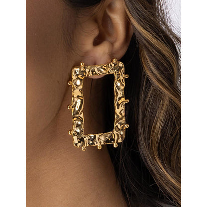 Joules By Radhika Textured Golden Rectangle Earrings