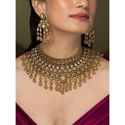 Joules By Radhika Beaded Royalty Grand Necklace With Pair Earrings And Maangtikka