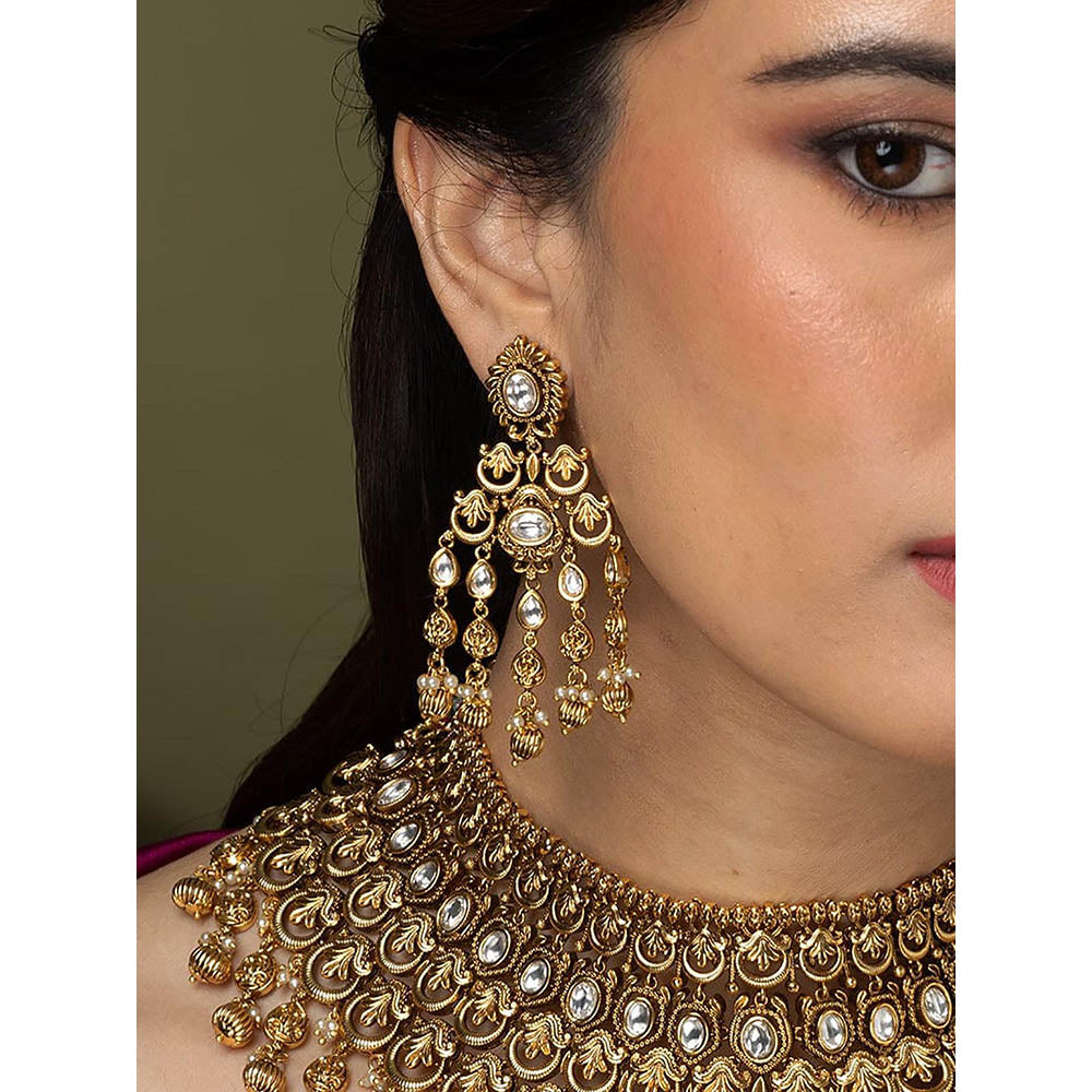 Joules By Radhika Beaded Royalty Grand Necklace With Pair Earrings And Maangtikka