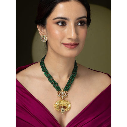 Joules By Radhika Mayura Green Beaded Long Necklace