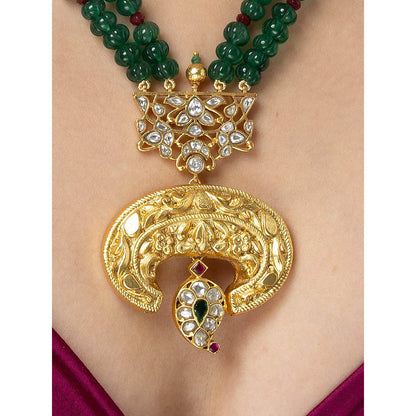 Joules By Radhika Mayura Green Beaded Long Necklace