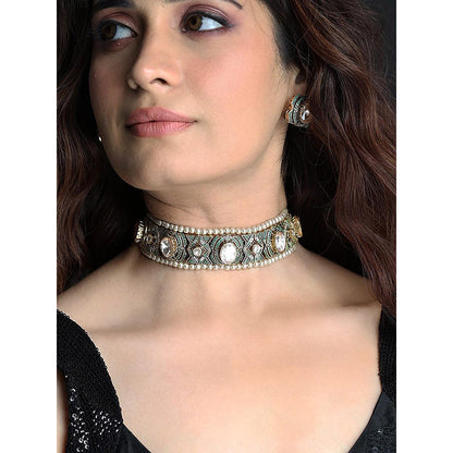 Joules By Radhika Emerald Mosaic Necklace Set