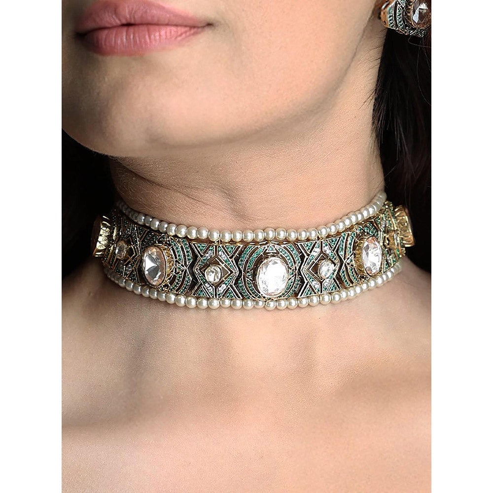 Joules By Radhika Emerald Mosaic Necklace Set