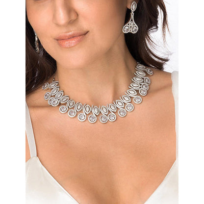 Joules By Radhika Radiant Pave Petal Necklace Set