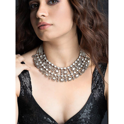 Joules By Radhika Triple-Tier Shimmering Stone Necklace