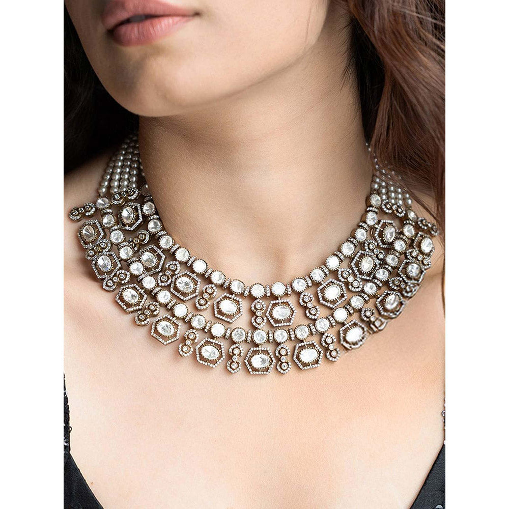 Joules By Radhika Triple-Tier Shimmering Stone Necklace
