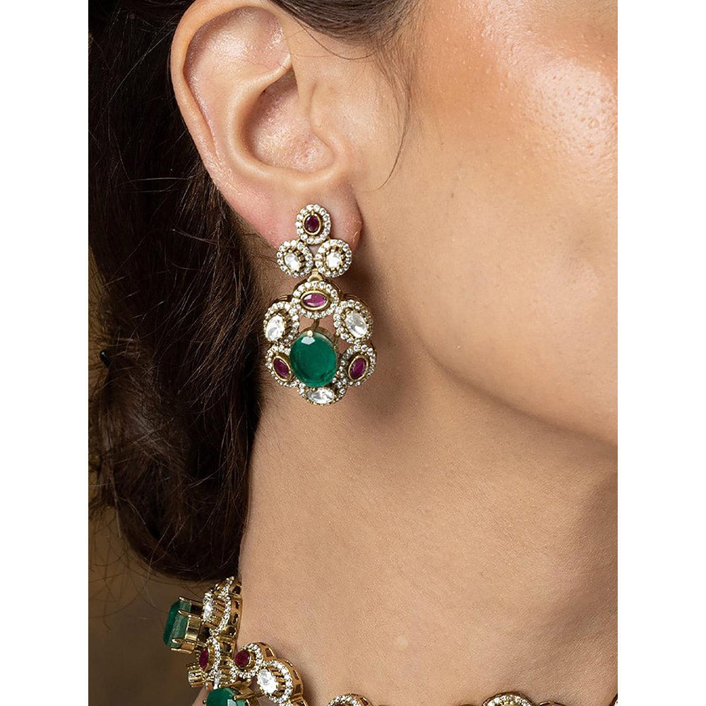 Joules By Radhika Vrinda Emerald Bloom Necklace Set