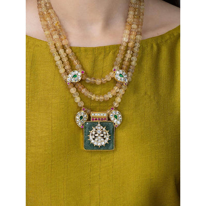 Joules By Radhika Emerald Geometric Medallion Necklace