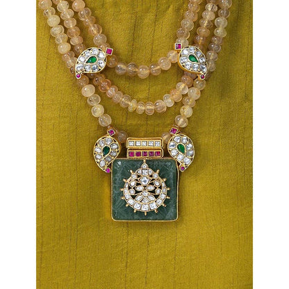 Joules By Radhika Emerald Geometric Medallion Necklace