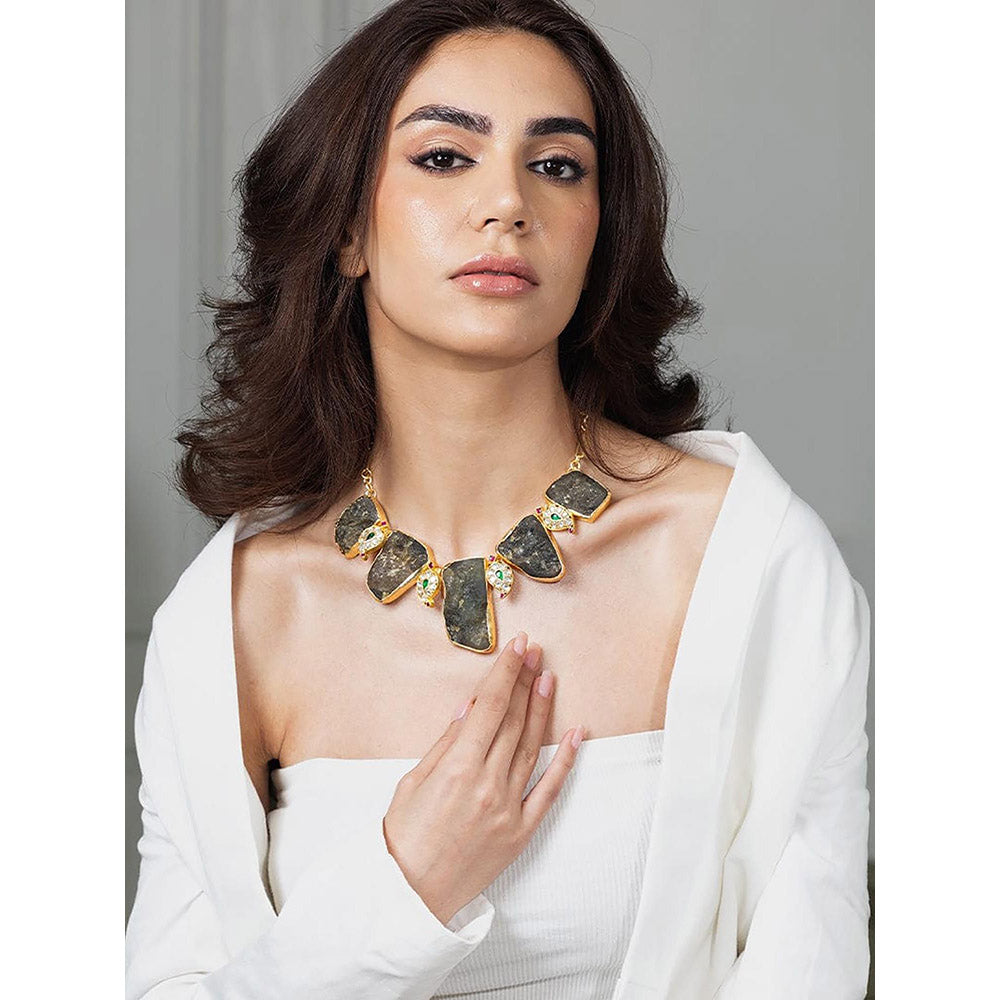 Joules By Radhika Smoky Quartz Slice Necklace