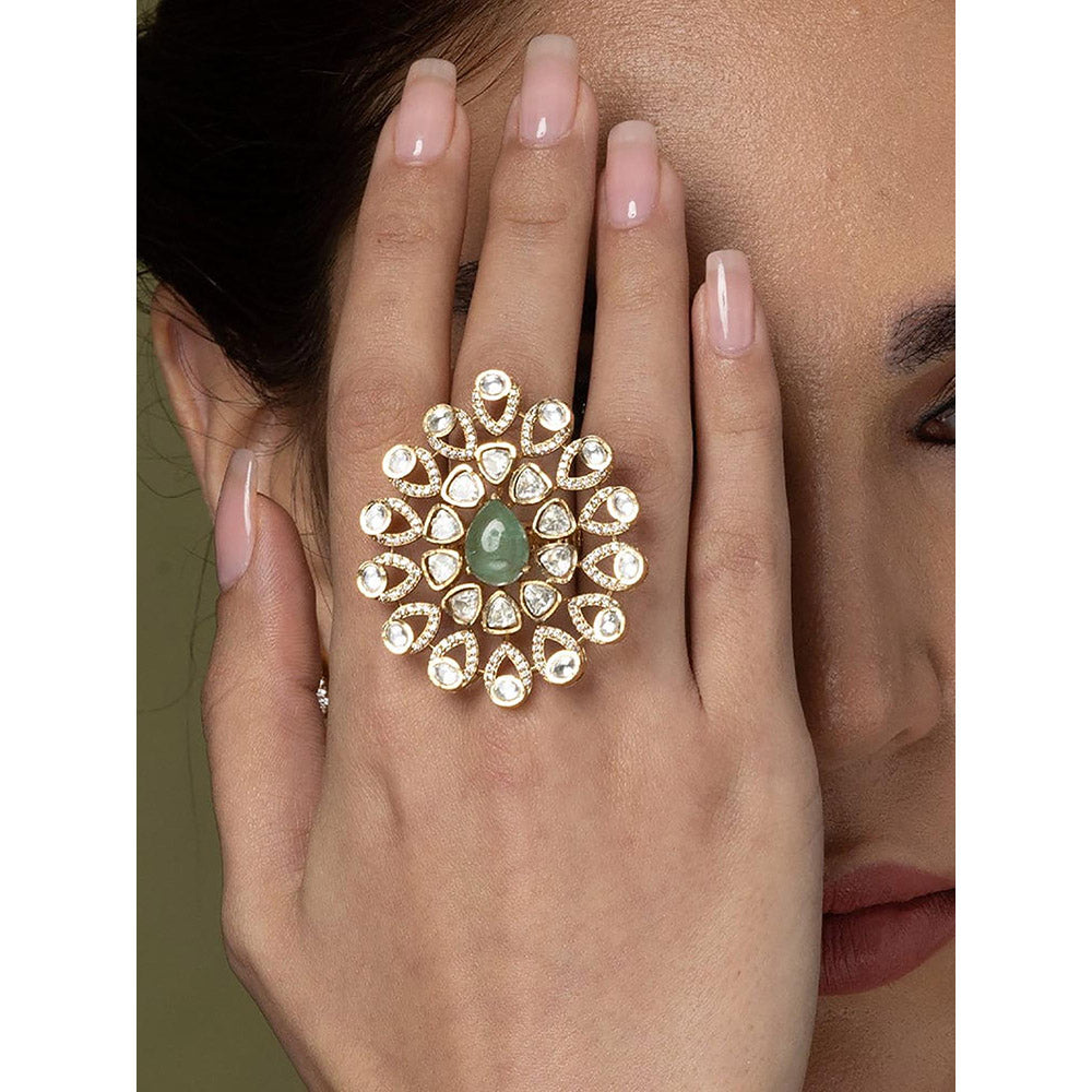 Joules By Radhika Pear-Cut & Polki Cluster Ring