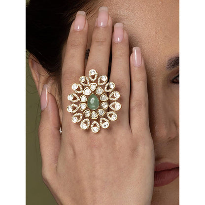 Joules By Radhika Pear-Cut & Polki Cluster Ring