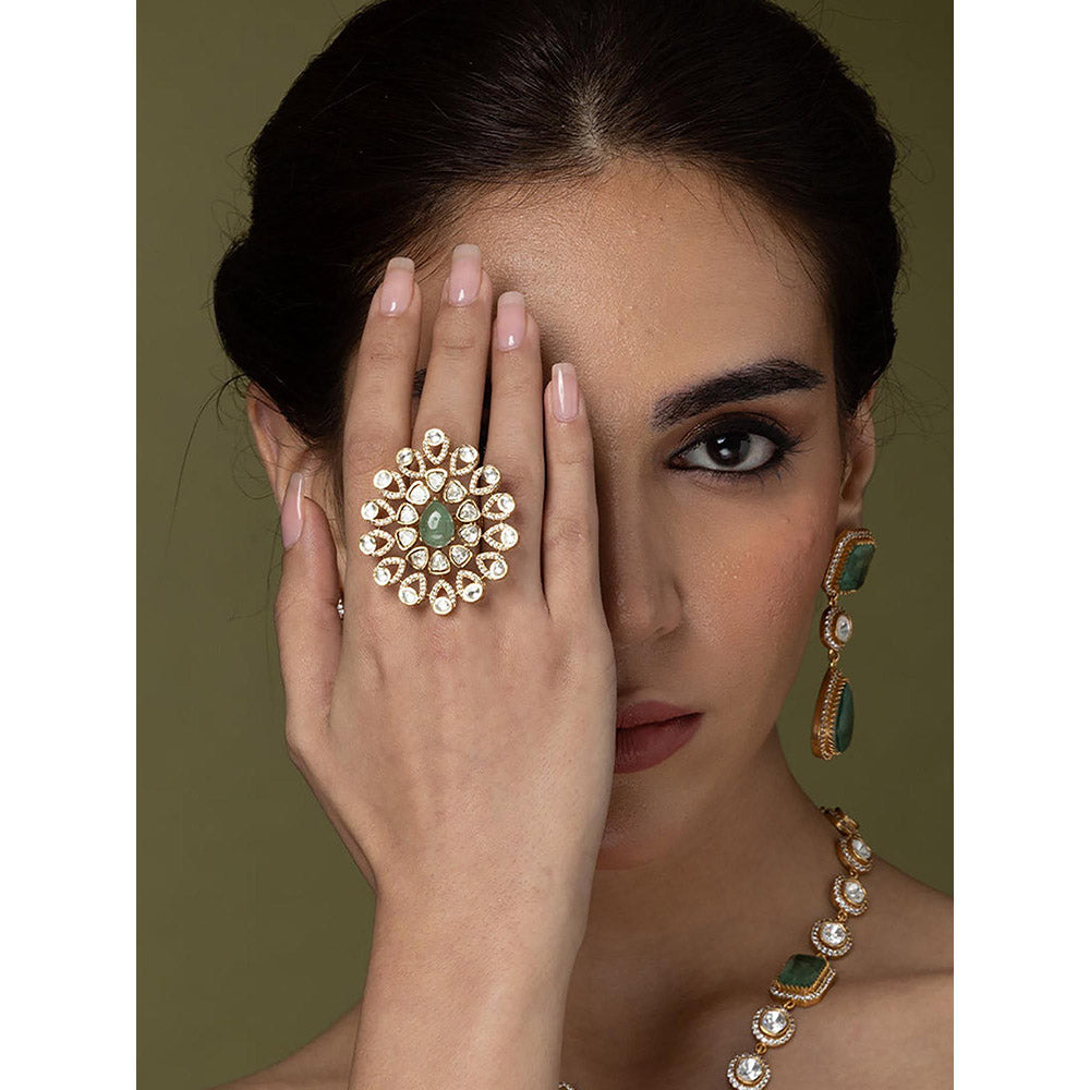 Joules By Radhika Pear-Cut & Polki Cluster Ring