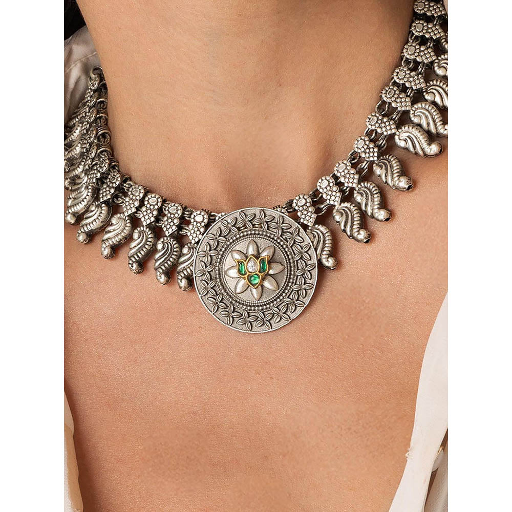 Joules By Radhika Textured Leaf Accent Necklace