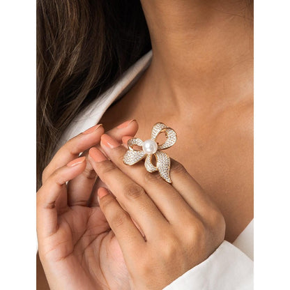 Joules By Radhika Sparkling Pearl Bow Brooch