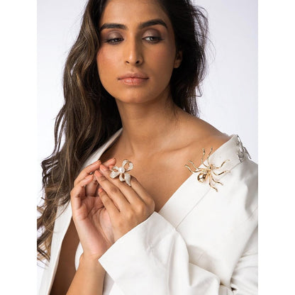 Joules By Radhika Sparkling Pearl Bow Brooch