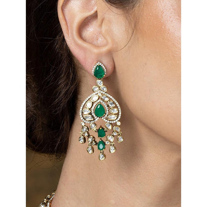 Joules By Radhika Emerald Cascade Polki & Stone Necklace Set