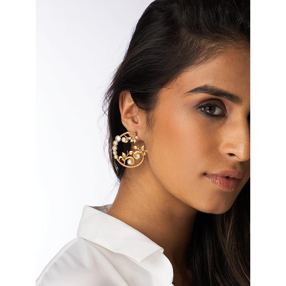 Joules By Radhika Round Cluster Uncut Earrings