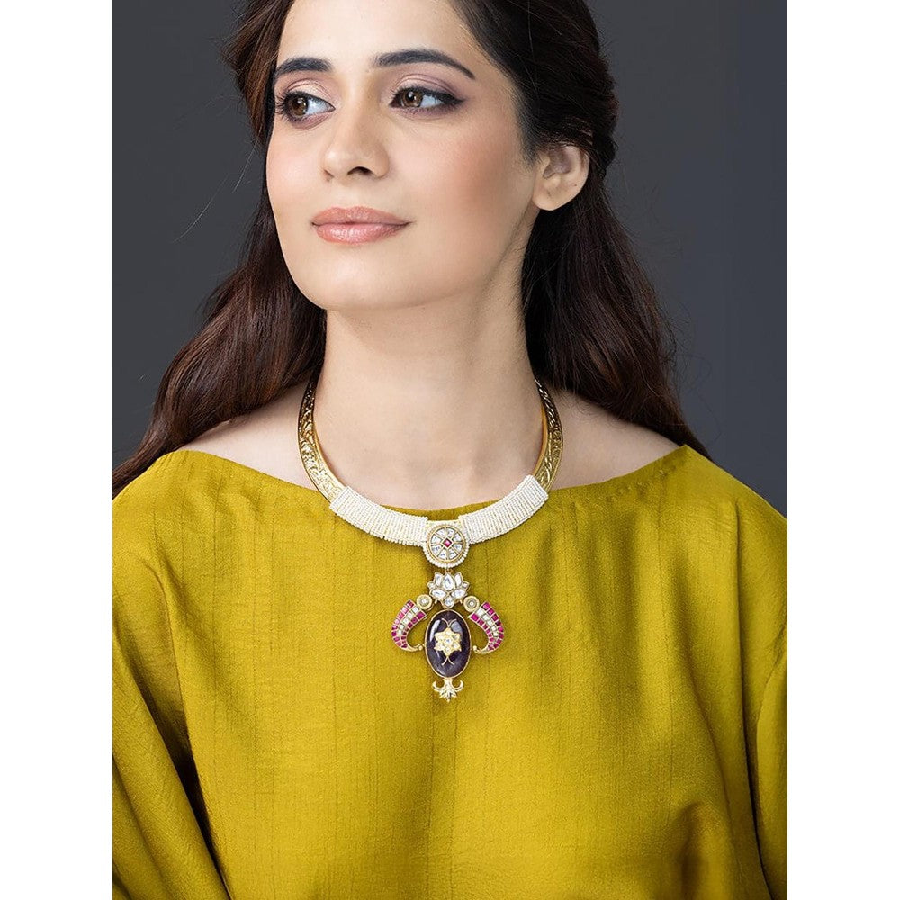 Joules By Radhika Regal Gold-Collar Amethyst Necklace