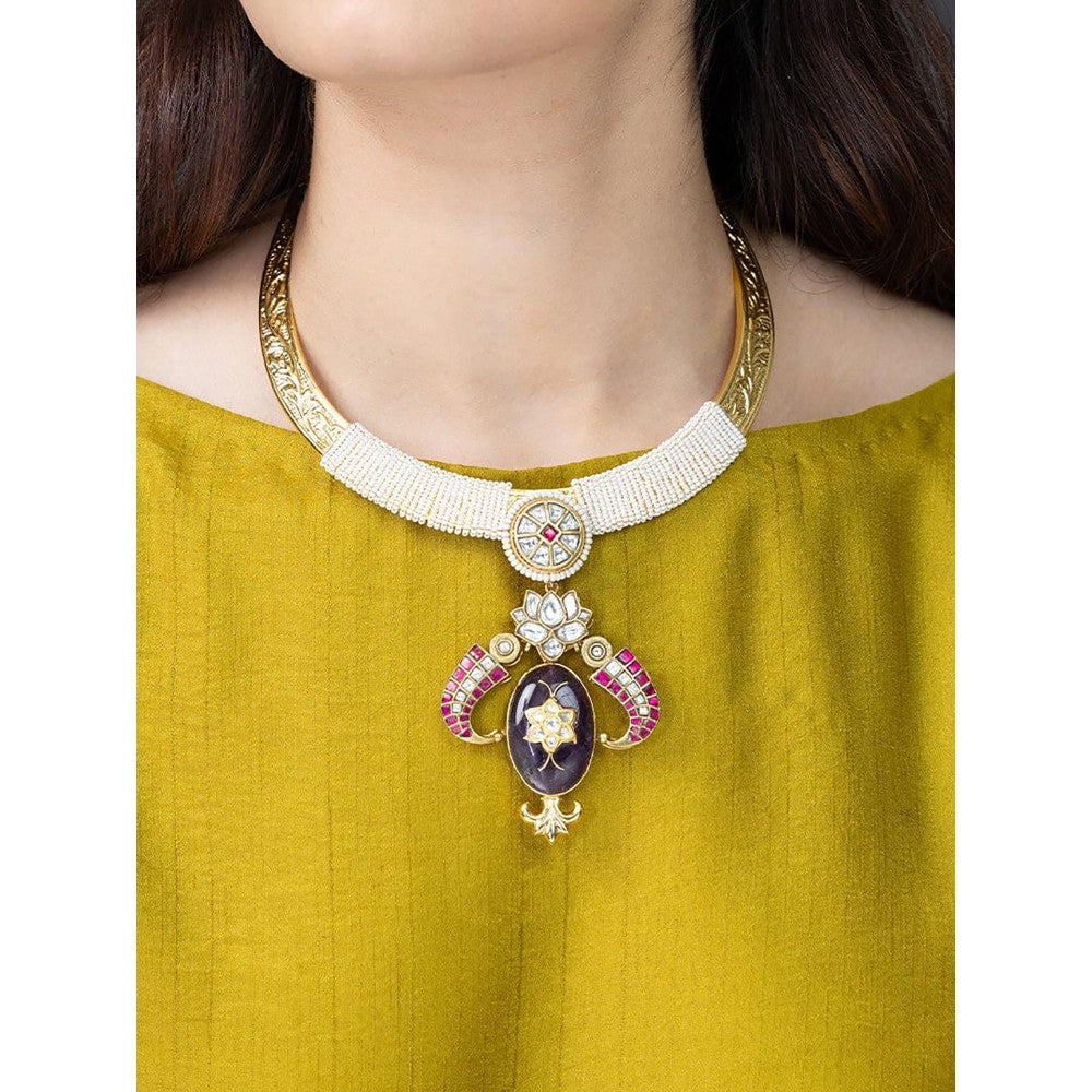 Joules By Radhika Regal Gold-Collar Amethyst Necklace