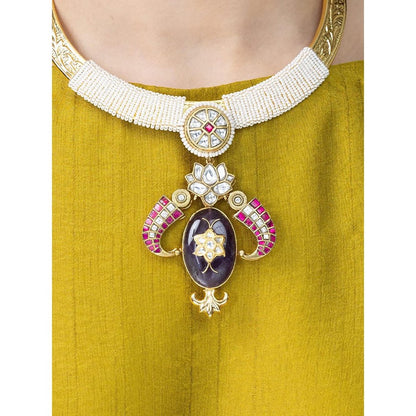 Joules By Radhika Regal Gold-Collar Amethyst Necklace