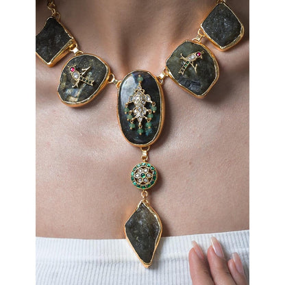 Joules By Radhika Crystal Drop Long Necklace
