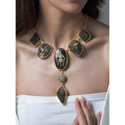 Joules By Radhika Crystal Drop Long Necklace