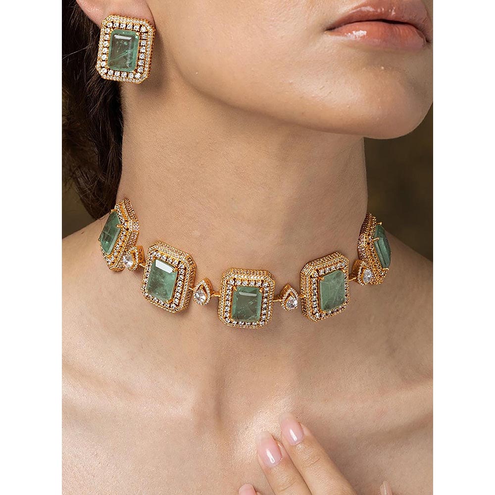 Joules By Radhika Mint Majesty Choker Necklace Set