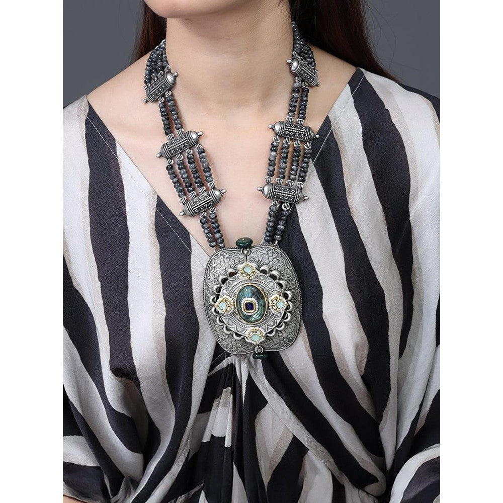 Joules By Radhika Midnight Silver Filigree Necklace