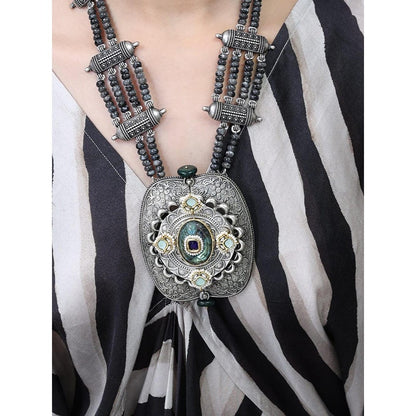 Joules By Radhika Midnight Silver Filigree Necklace