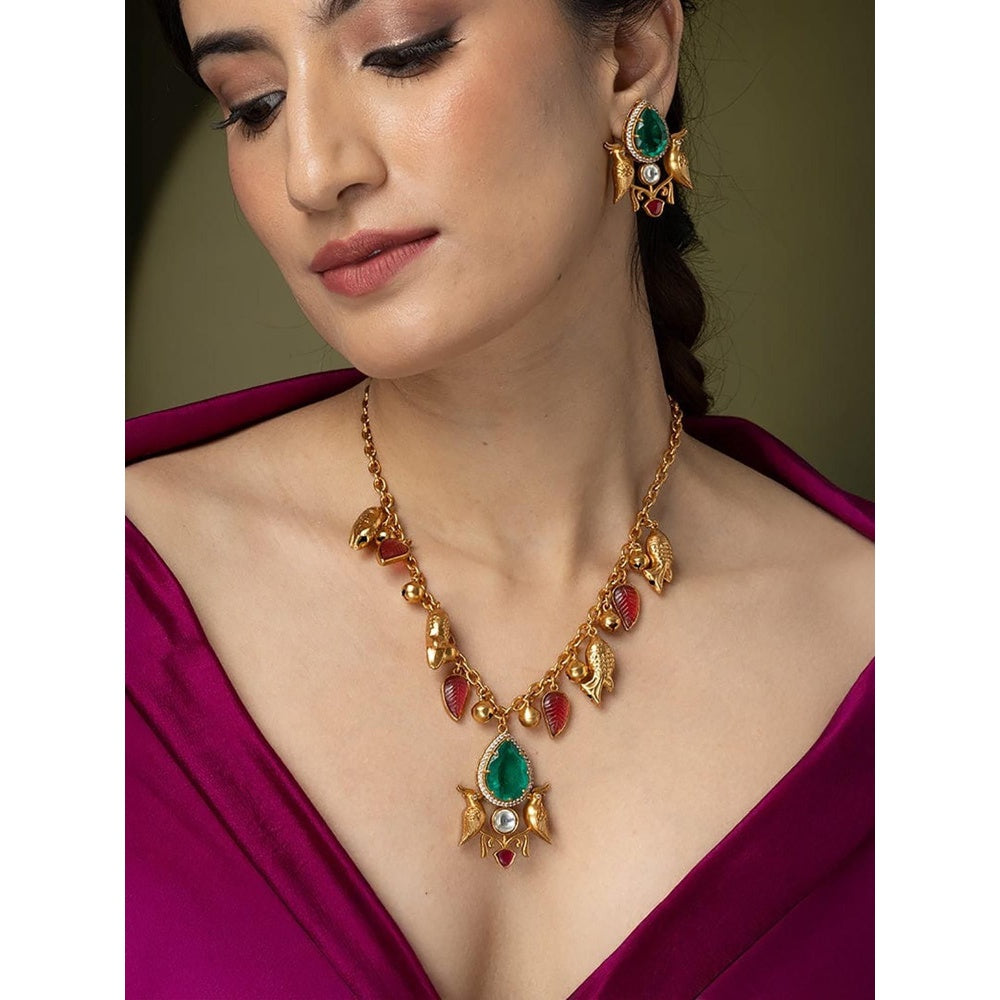 Joules By Radhika Floral Cascade Heritage Necklace Set