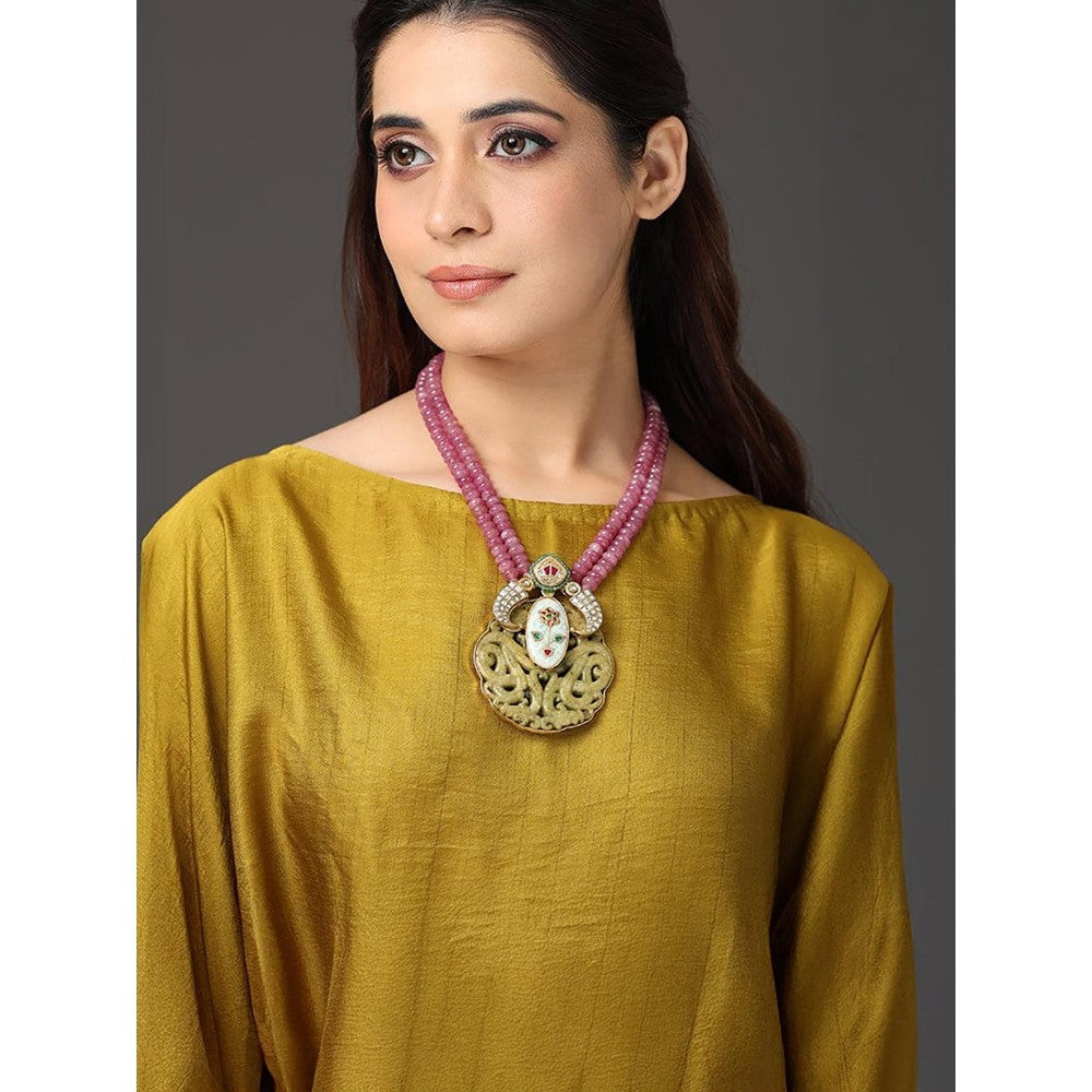 Joules By Radhika Ruby & Moss Medallion Necklace