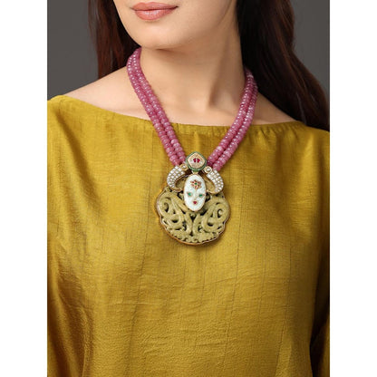 Joules By Radhika Ruby & Moss Medallion Necklace