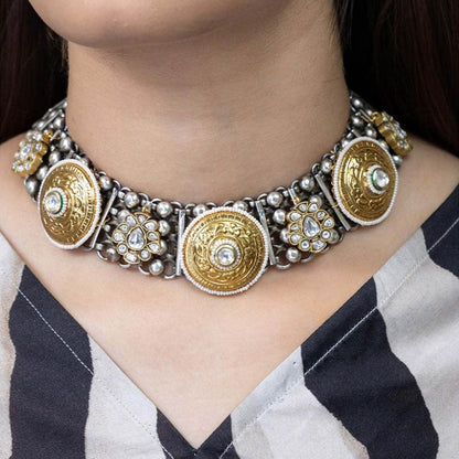 Joules By Radhika Two-Tone Filigree Choker Necklace