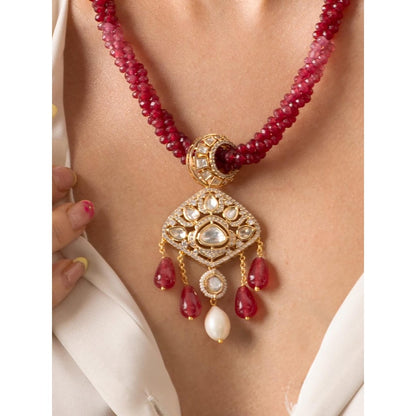 Joules By Radhika Twisted Red Bead Necklace Set