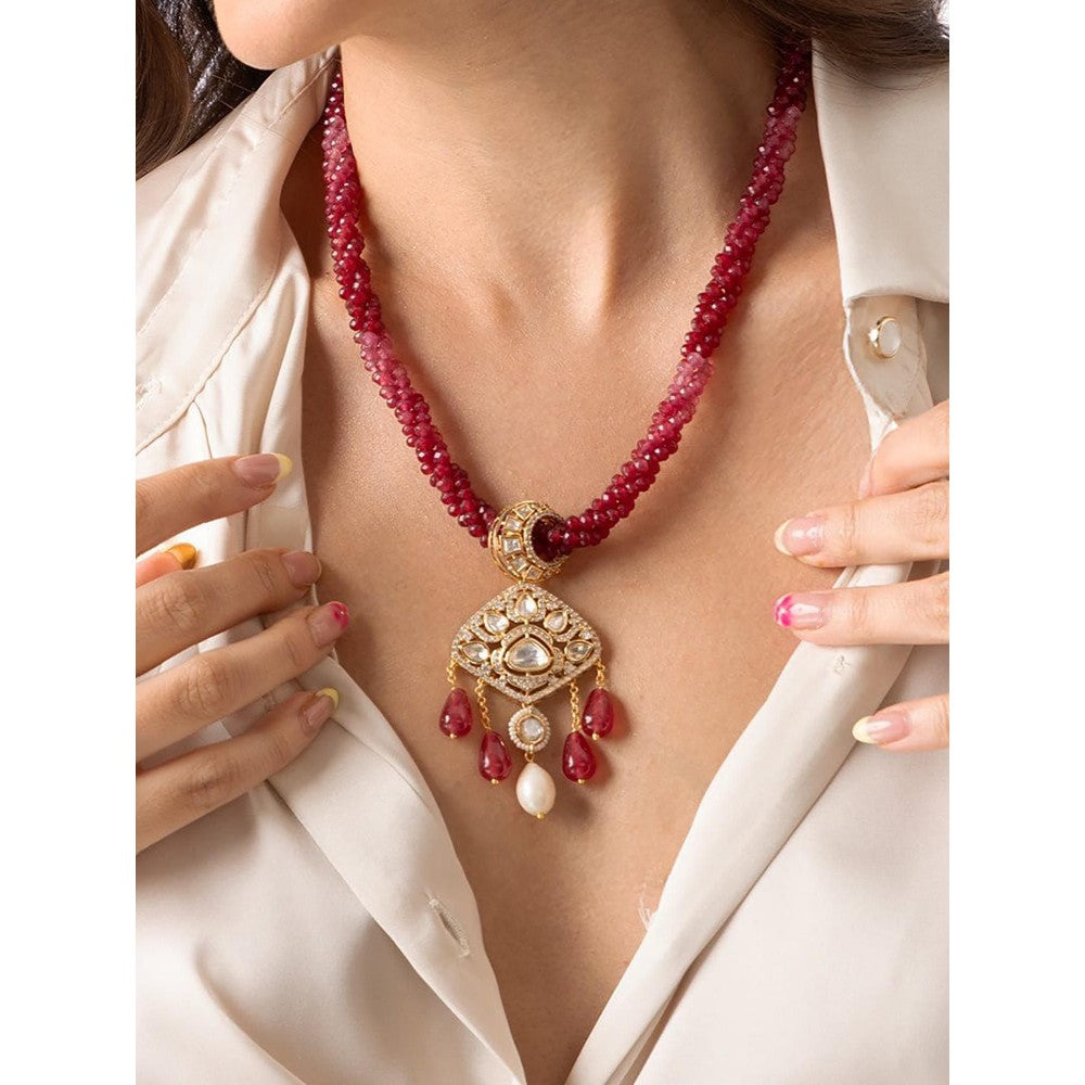 Joules By Radhika Twisted Red Bead Necklace Set