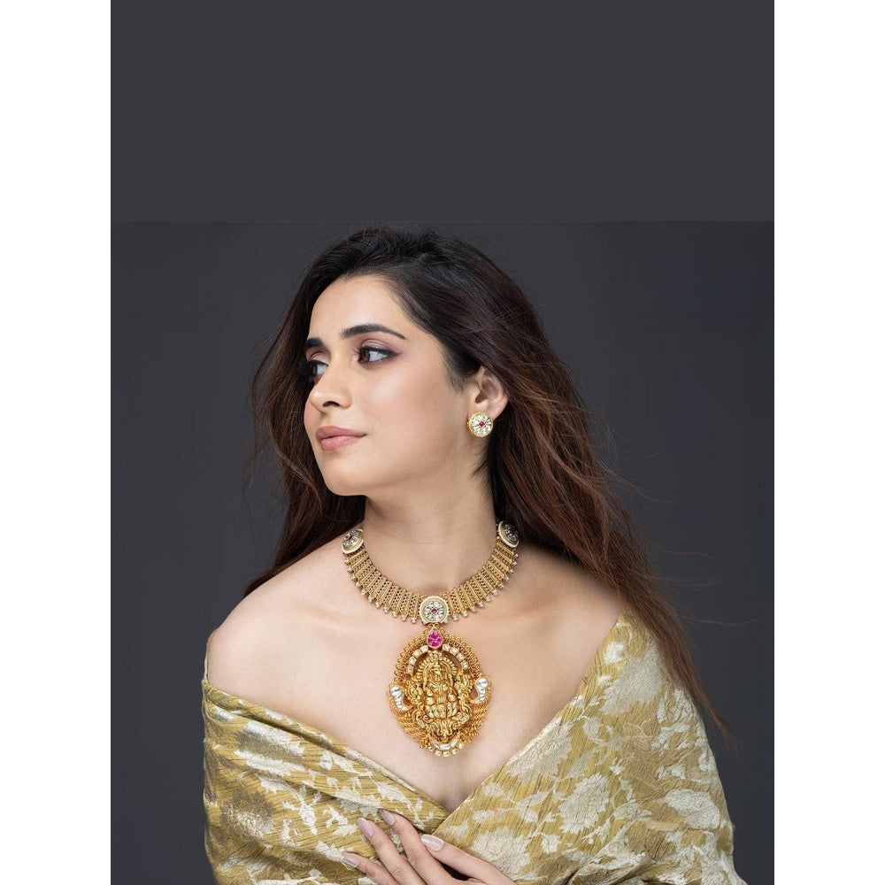 Joules By Radhika Golden Ganesha Temple Necklace