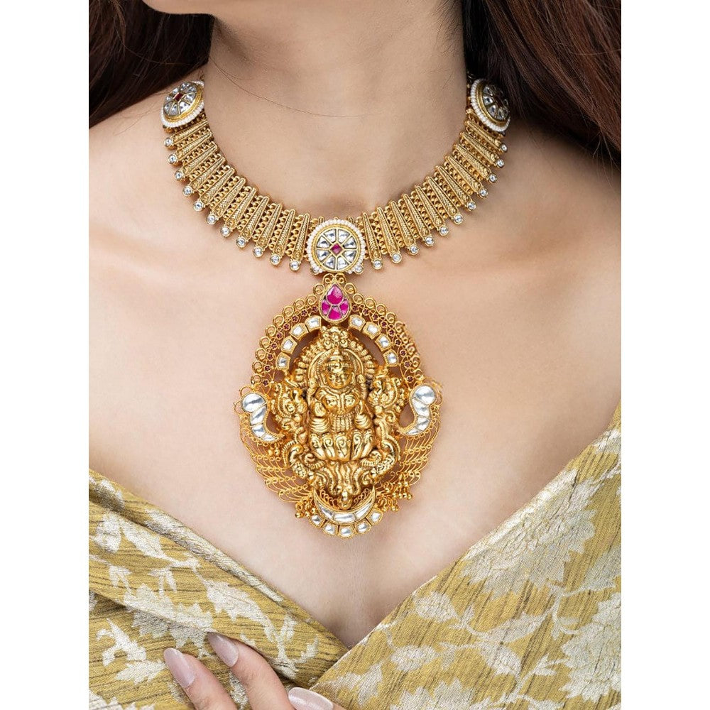Joules By Radhika Golden Ganesha Temple Necklace