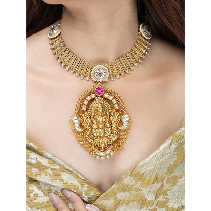 Joules By Radhika Golden Ganesha Temple Necklace