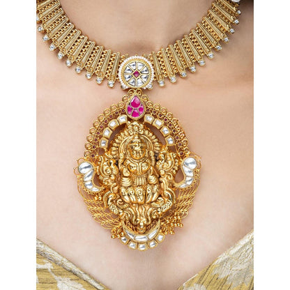 Joules By Radhika Golden Ganesha Temple Necklace