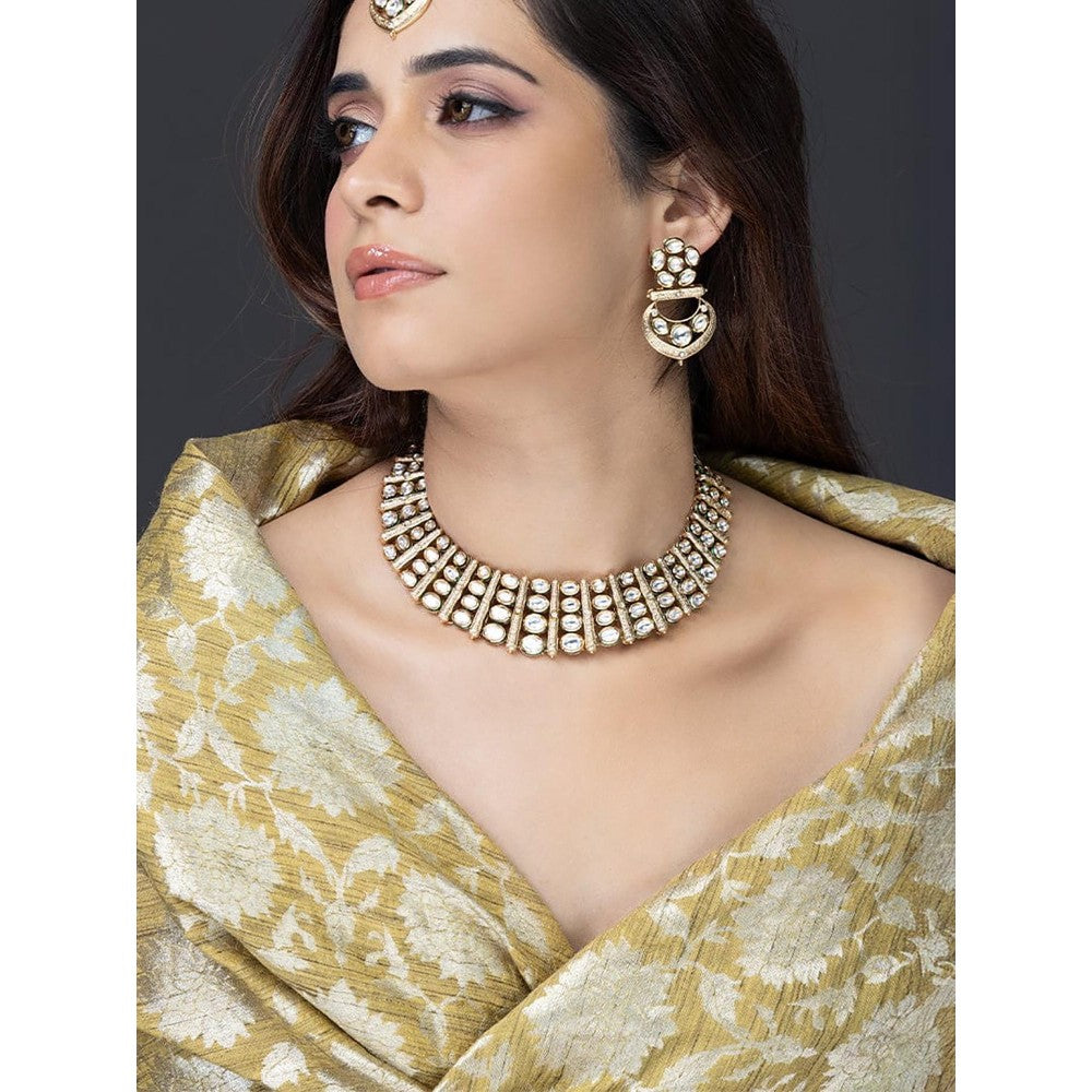 Joules By Radhika Lustrous Mirror-Work Necklace Set