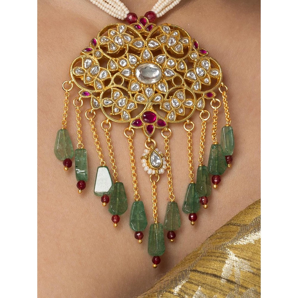Joules By Radhika Mughal-Inspired Polki Long Necklace Set