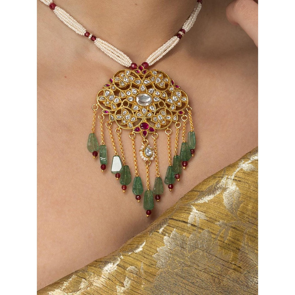Joules By Radhika Mughal-Inspired Polki Long Necklace Set