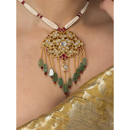 Joules By Radhika Mughal-Inspired Polki Long Necklace Set